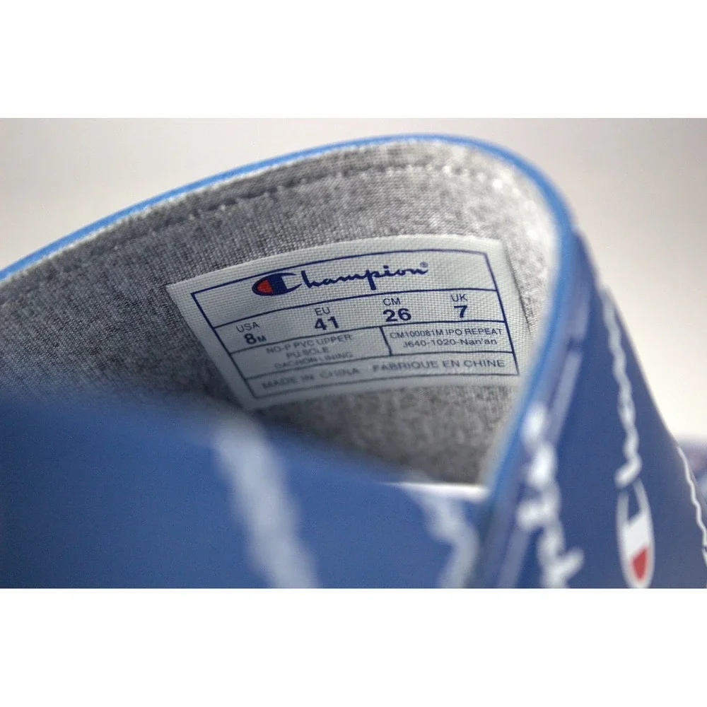 Champion IPO Repeat Mens US 8 M Slide Sandals Royal Blue White Slip On Casual